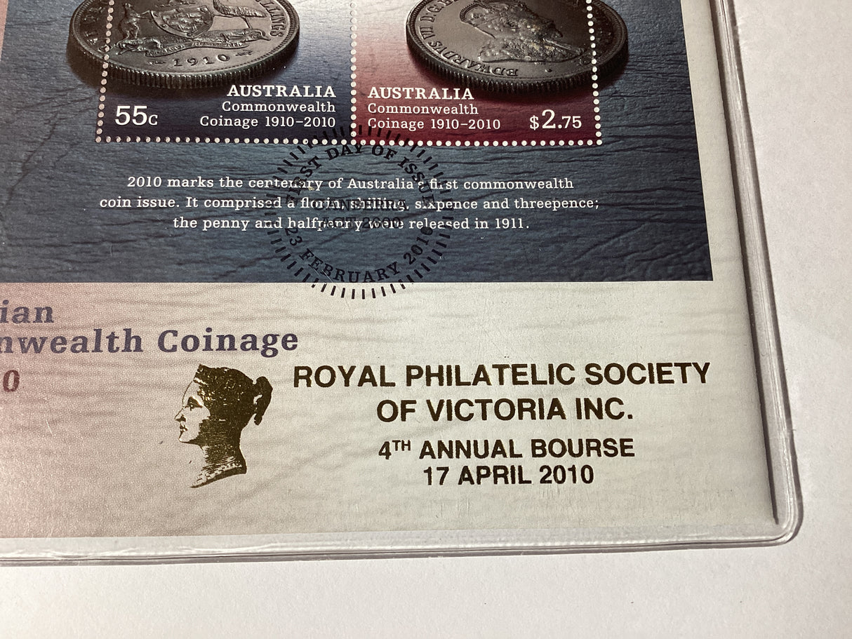 2010 Australian Commonwealth Coinage 1910-2010 PNC. Royal Philatelic Society of Victoria. 300 made.