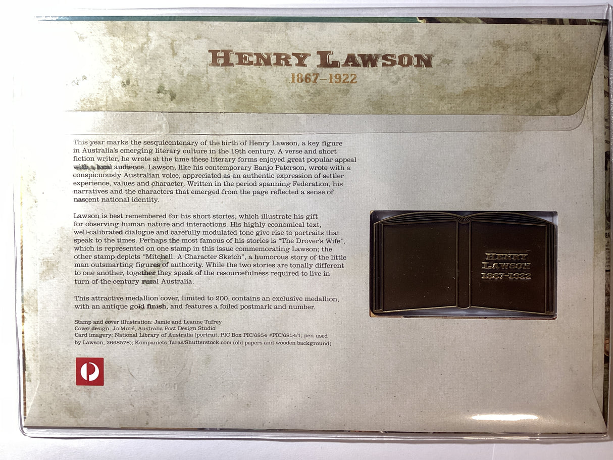 2017 Henry Lawson 1867-1922 Impressions Medallion PMC. 200 Made.