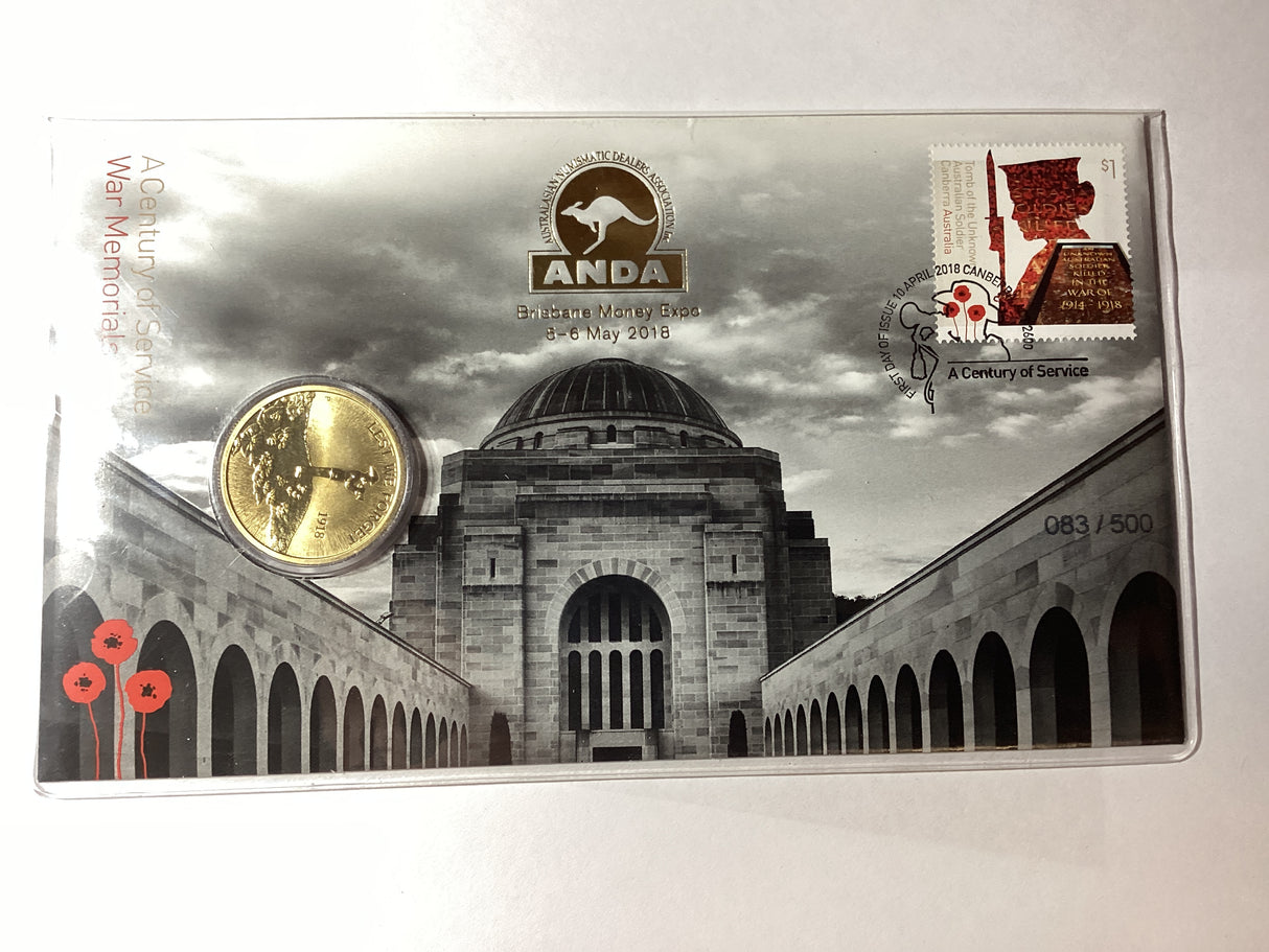2018 A Centenary of Service. War Memorials ANDA release. Brisbane Money Expo. 500 Made.