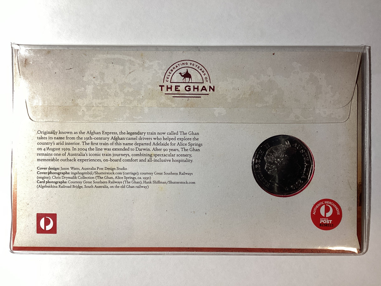 2019 50c Coloured PNC. Celebrating 90 Years of The Ghan. 1000 Made.