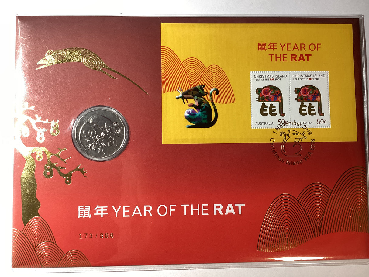 2019 Year of the Rat 50c Impression PNC release. 888 made.