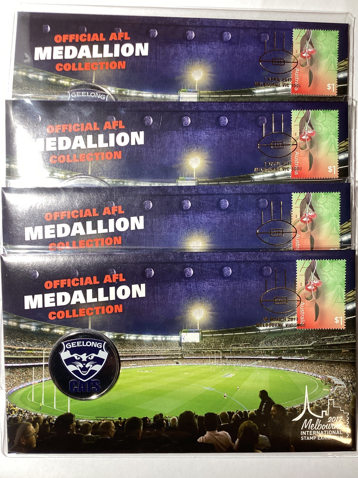 2017 Official AFL Medallion Collection Geelong Cats. Melbourne International Stamp Exhibition. Days 1,2,3,4.