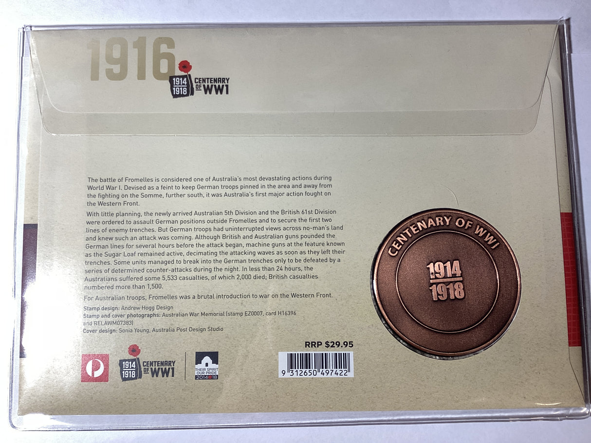 2017 Battle of Fromelles Centenary. Medallion PMC. 2000 Made.