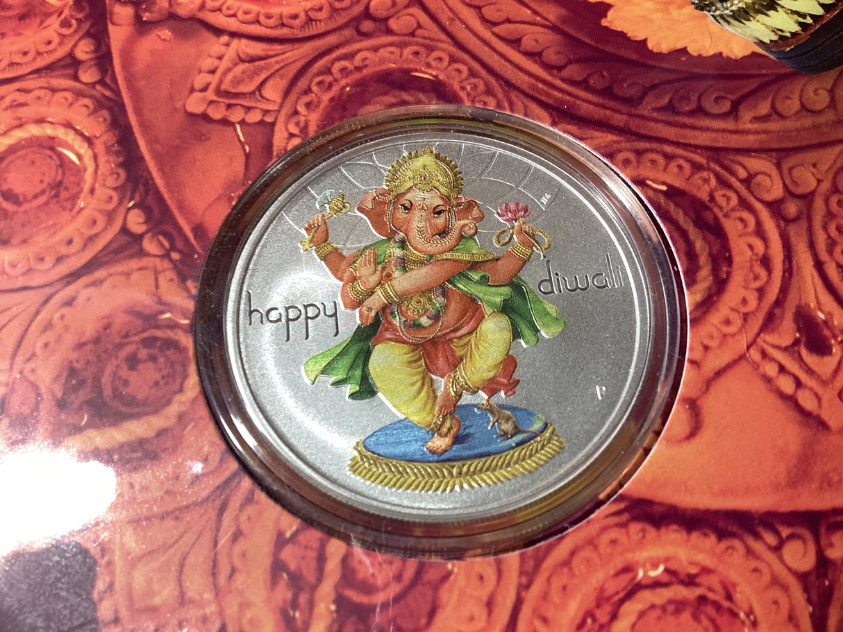 2018 Happy Diwali 1oz Silver PNC. Impressions Release. 120 Made.