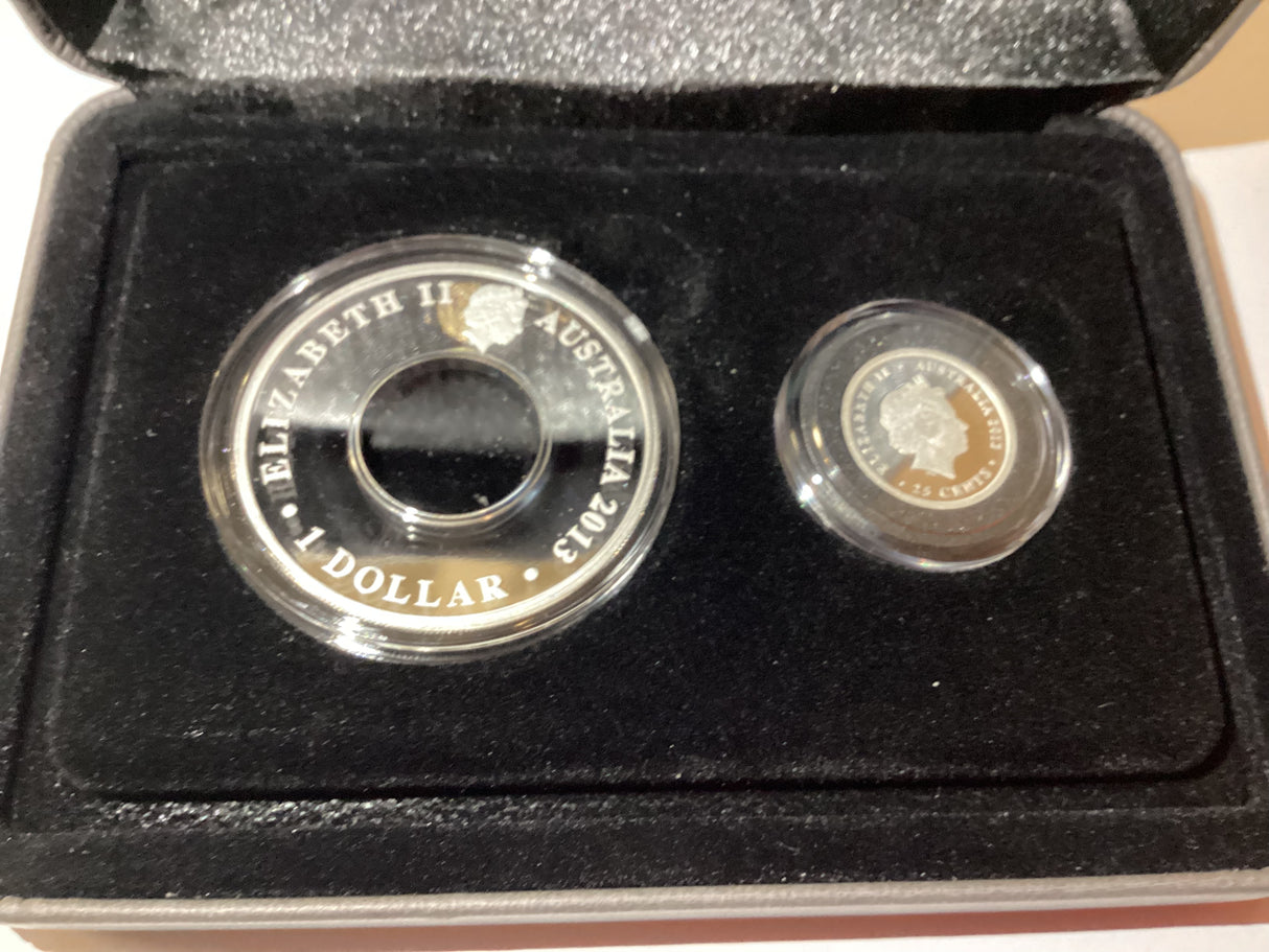 2013 Two Coin Silver Proof Set. 200th Anniversary Holey Dollar and Dump.