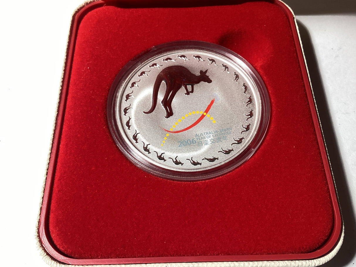 2006 Australian-Japan Year of Exchange. 1oz Silver Proof Kangaroo.