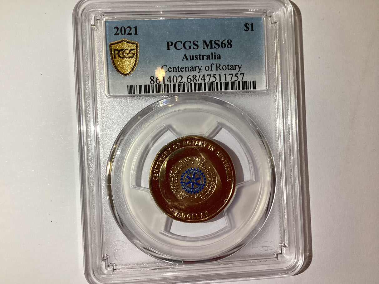 2021 $1 Centenary of Rotary. PCGS MS68