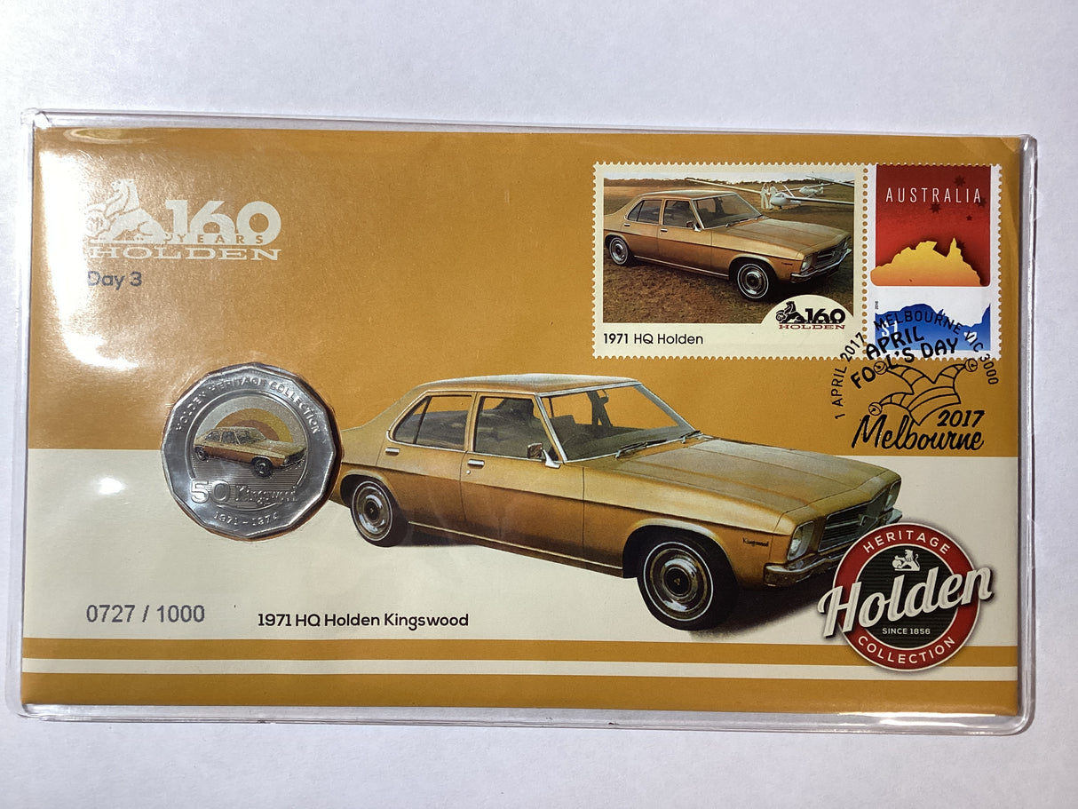 2017 50c PNC 160 Years of Holden. 1971 HQ Holden Kingswood. Melbourne International Stamp Show. Day 3. 1000 Made.