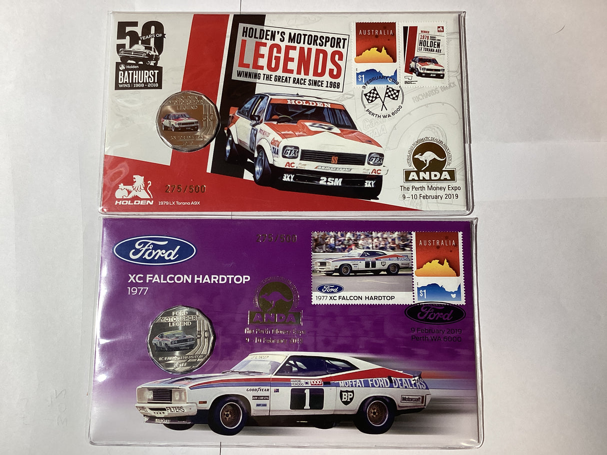2019 PNC ANDA Perth Money Expo Pair. Holden 1979 XL Torana A9X/XC Falcon Hardtop 1977. 500 Made.