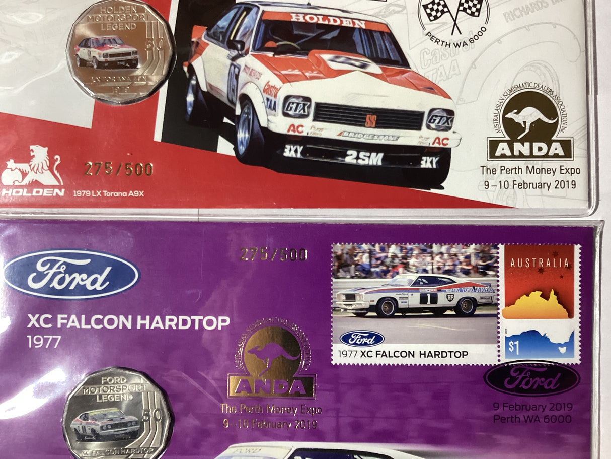 2019 PNC ANDA Perth Money Expo Pair. Holden 1979 XL Torana A9X/XC Falcon Hardtop 1977. 500 Made.