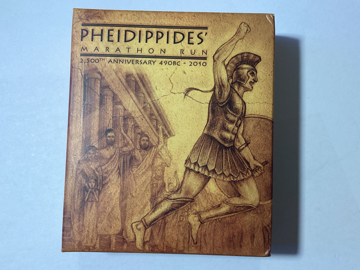 2010 $1 Pheidippides’ Parathion Run 2,500th Anniversary. 1oz Silver Proof High Relief Coin.