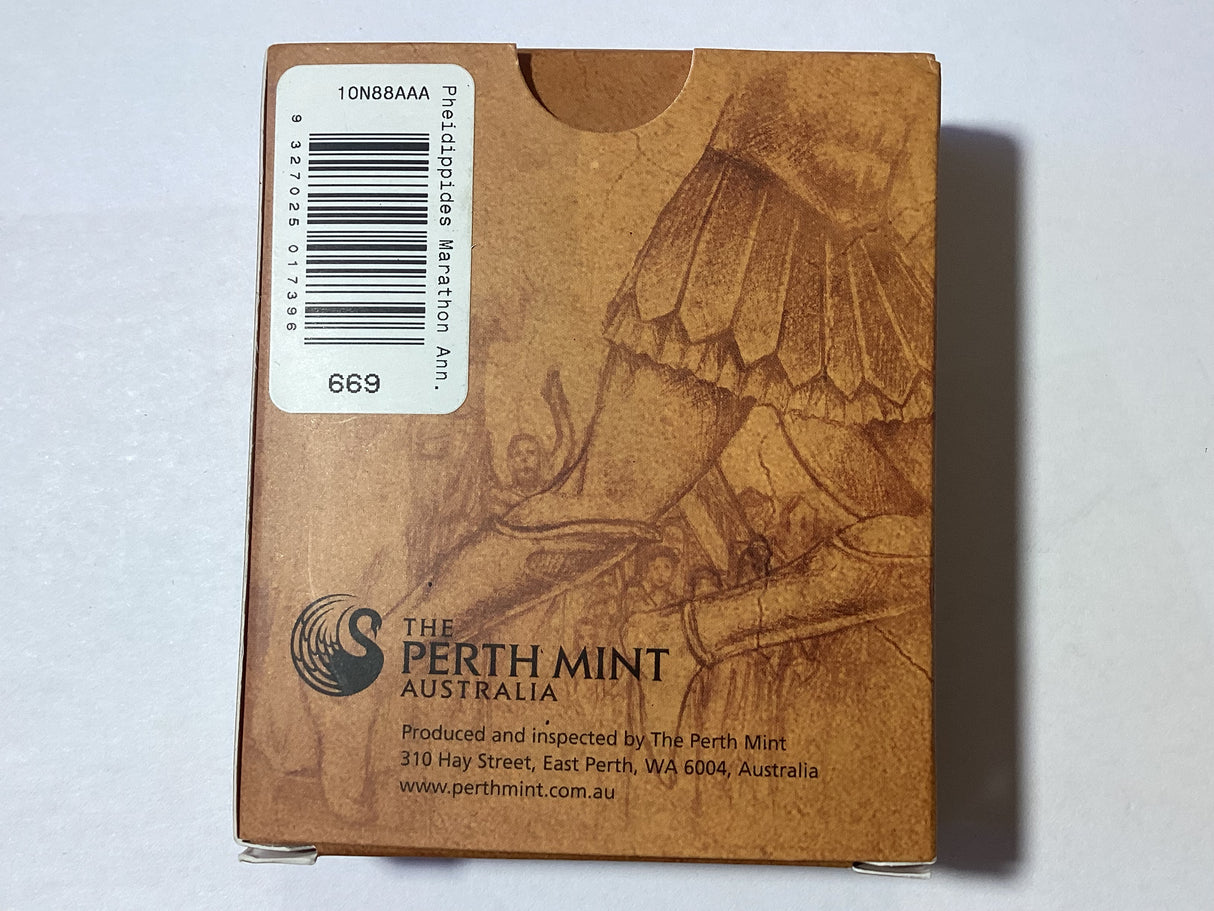 2010 $1 Pheidippides’ Parathion Run 2,500th Anniversary. 1oz Silver Proof High Relief Coin.