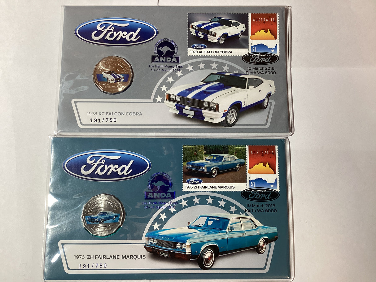 2018 PNC ANDA Perth Money Expo Pair. 1978 XC Falcon Cobra/1976. ZH Fairline. Maquis. 750 Made.