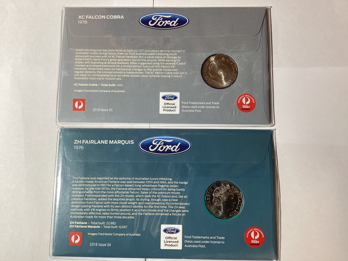 2018 PNC ANDA Perth Money Expo Pair. 1978 XC Falcon Cobra/1976. ZH Fairline. Maquis. 750 Made.
