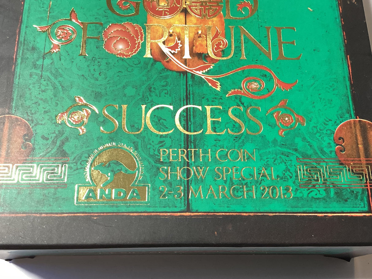 2013 $1 Silver Proof Coin. Lunar Good Fortune and Success. Perth ANDA Show Release.