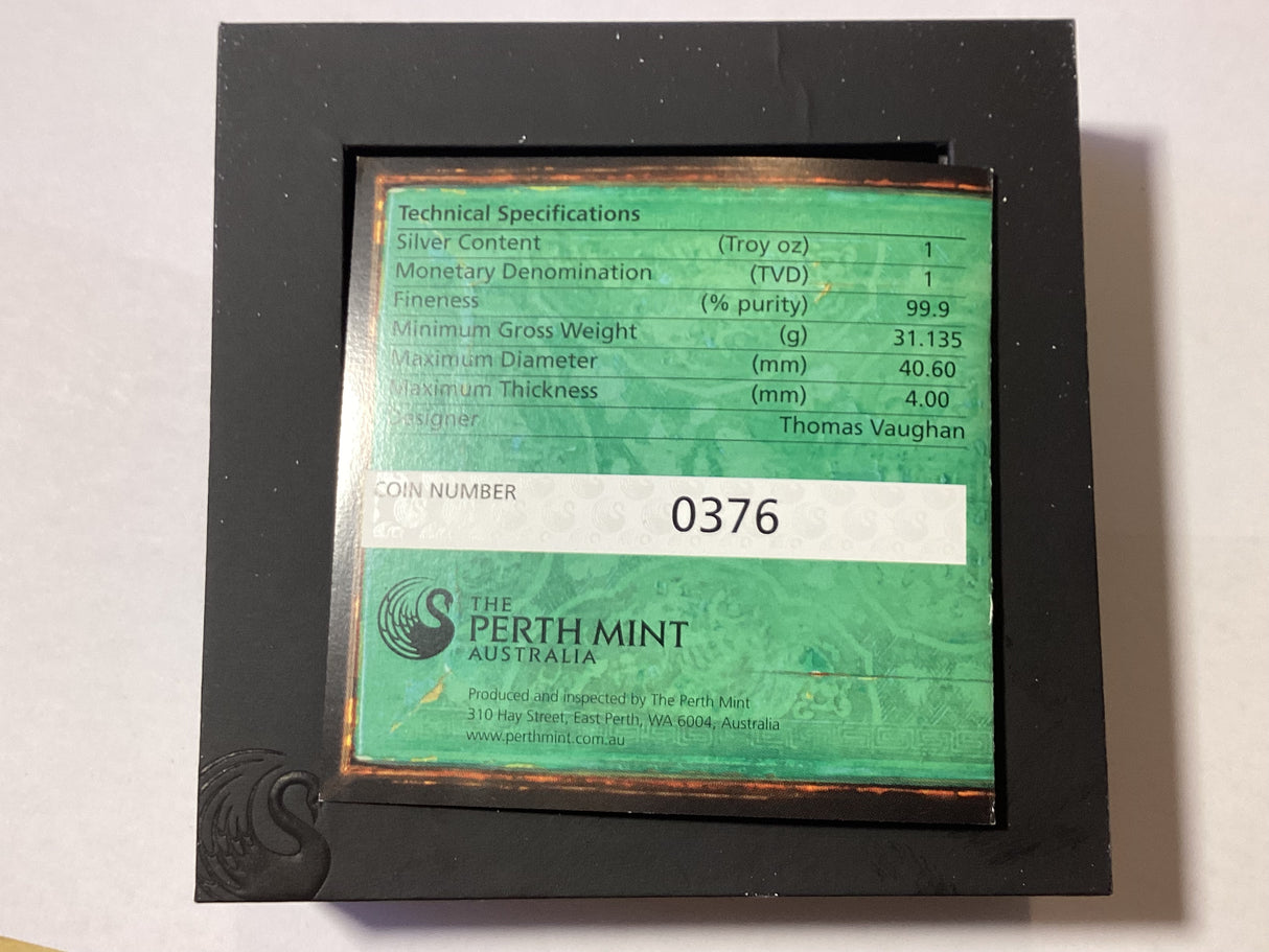 2013 $1 Silver Proof Coin. Lunar Good Fortune and Success. Perth ANDA Show Release.