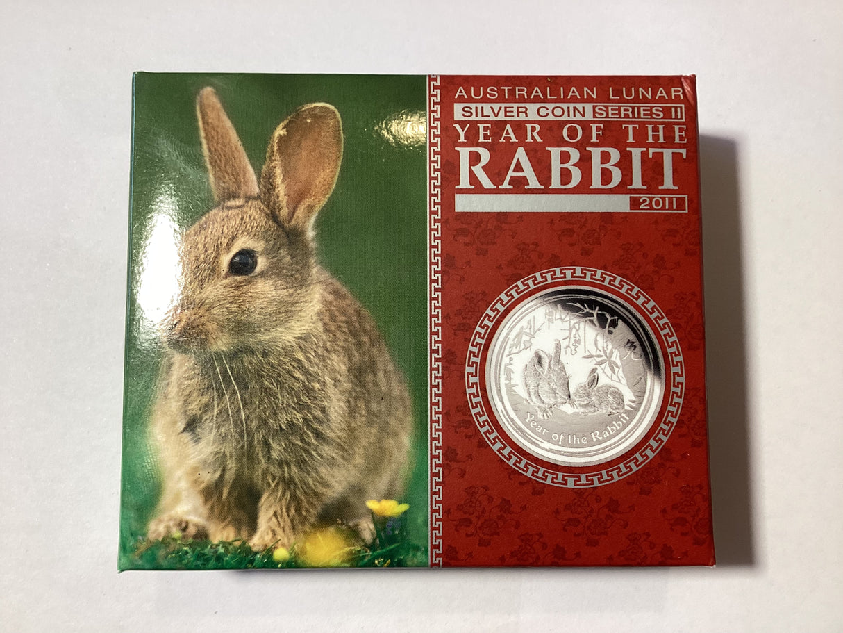 2011 Australian Lunar Silver Coin Series III. Year of the Rabbit. 1oz Silver Proof Coin.