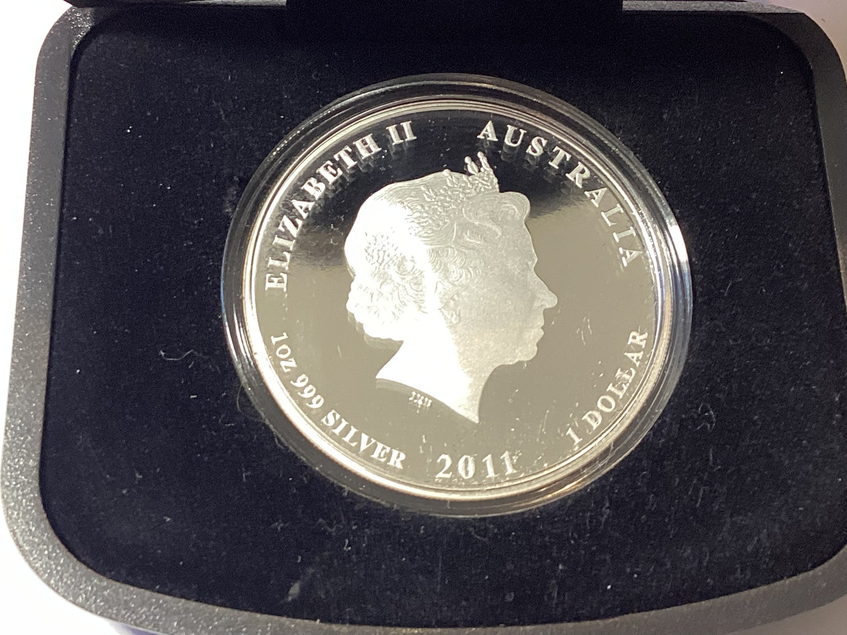 2011 Australian Lunar Silver Coin Series III. Year of the Rabbit. 1oz Silver Proof Coin.
