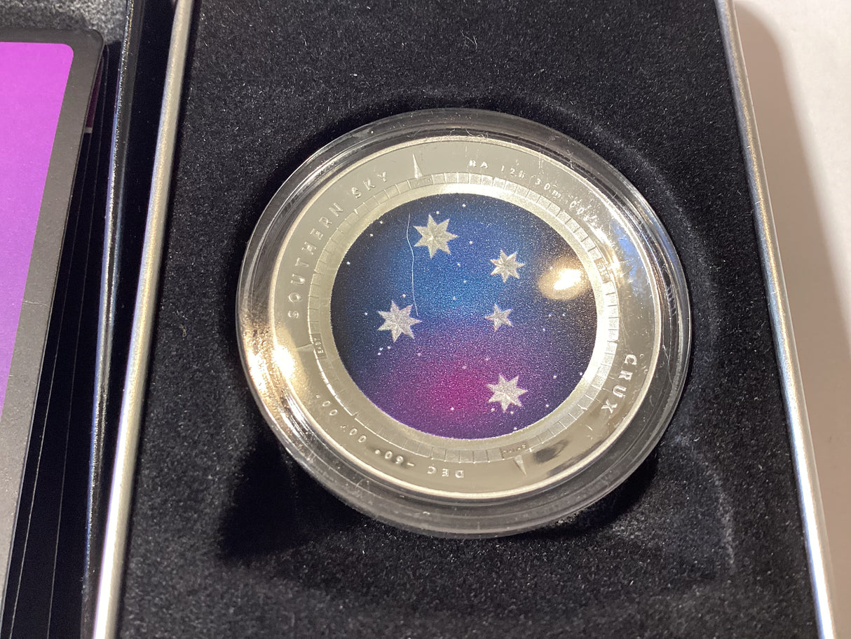 2012 $5 Silver Proof Domed Coin. Southern Skies. Crux.