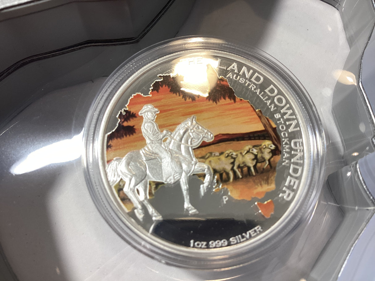 2014 $1. The Land Down Under Australian Stockman. 1oz Silver Proof Coin.