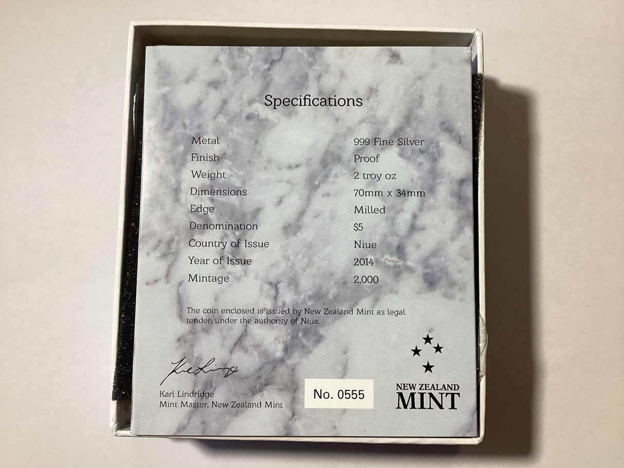 2013 5 Dollars. Gods of Ancient Greece. Aphrodite. 2oz Silver Proof Coin.