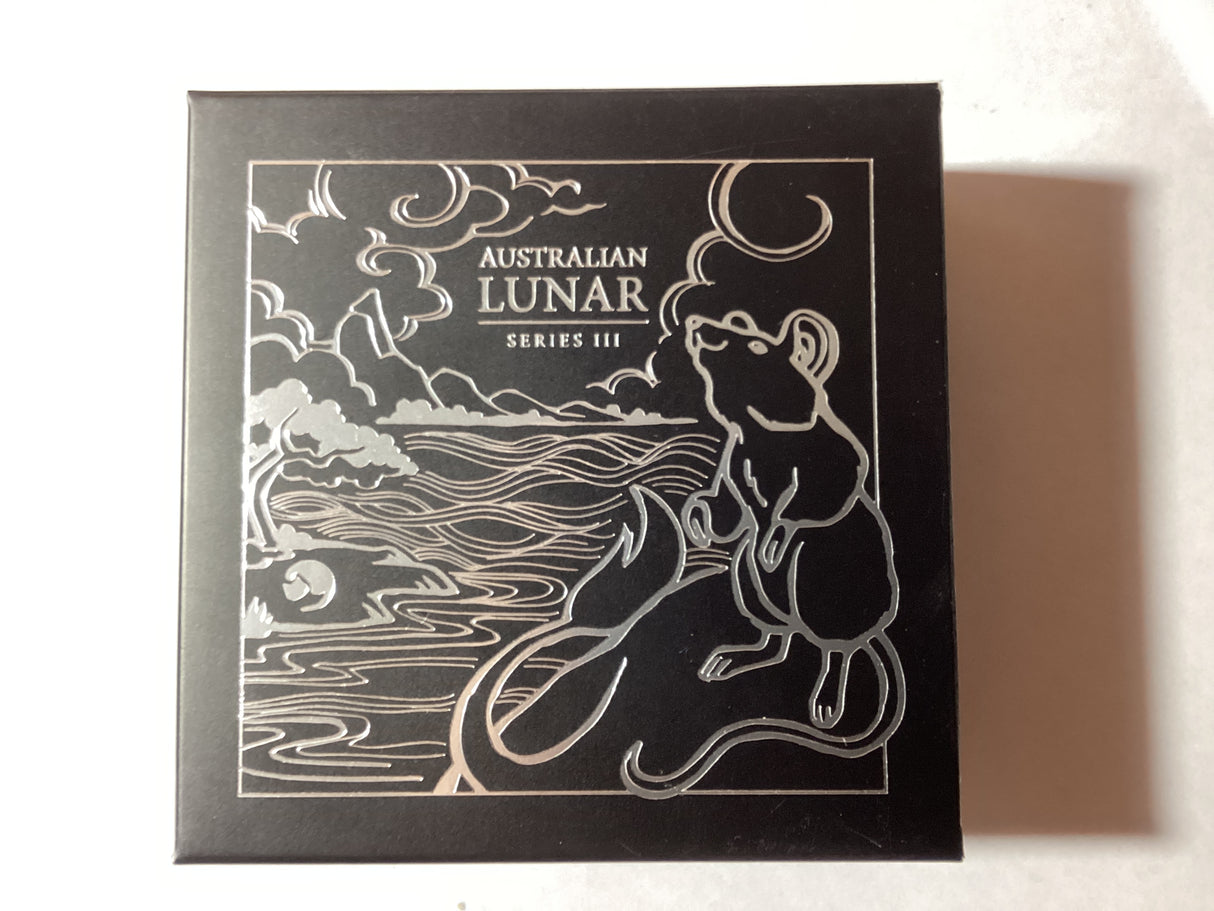 2020 $2 2oz Silver Antiqued Coin. Lunar Series. Year of the Mouse.