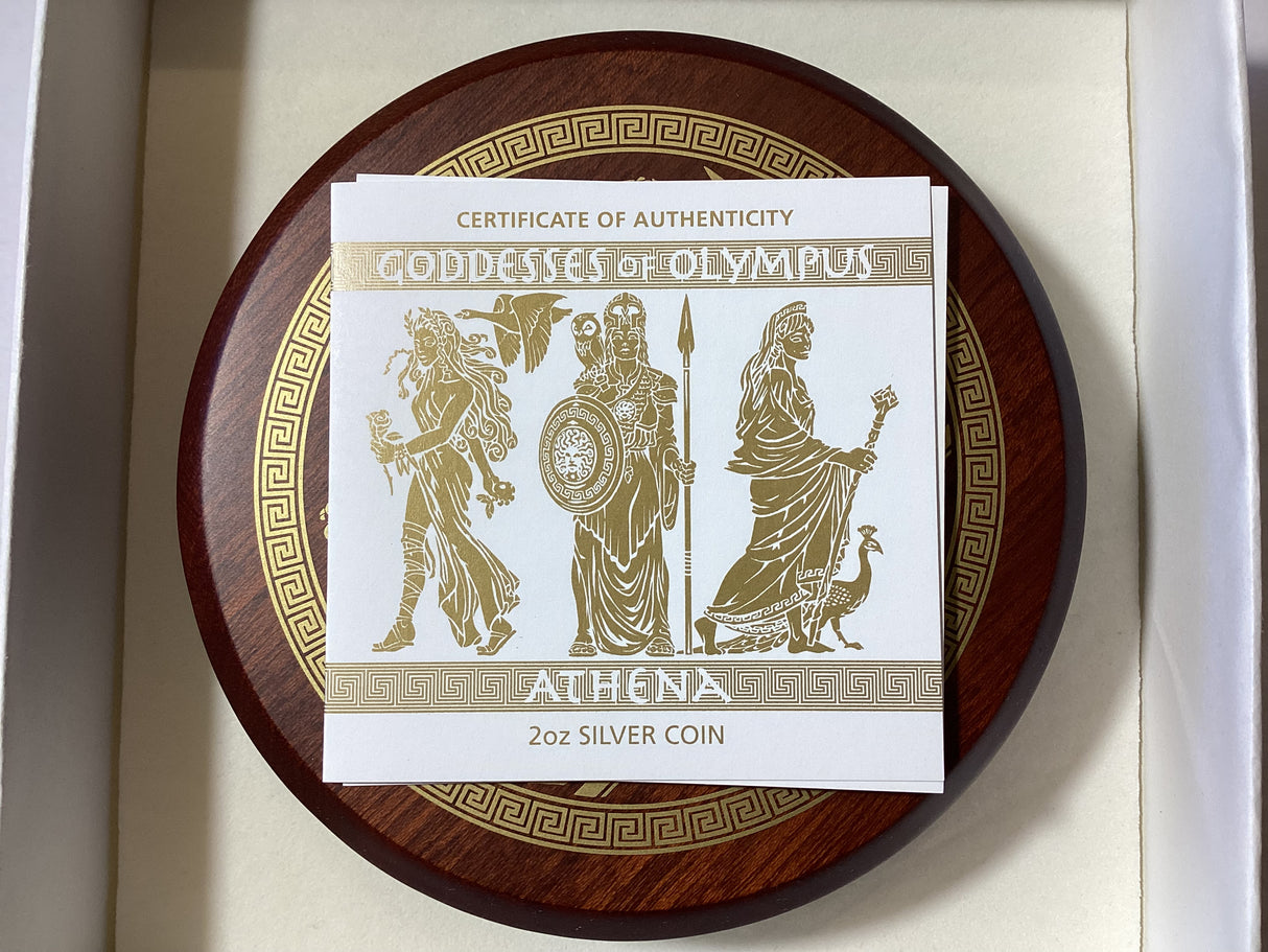 2015 $2 Goddesses of Olympus. Athena. 2oz Silver Proof Coin.