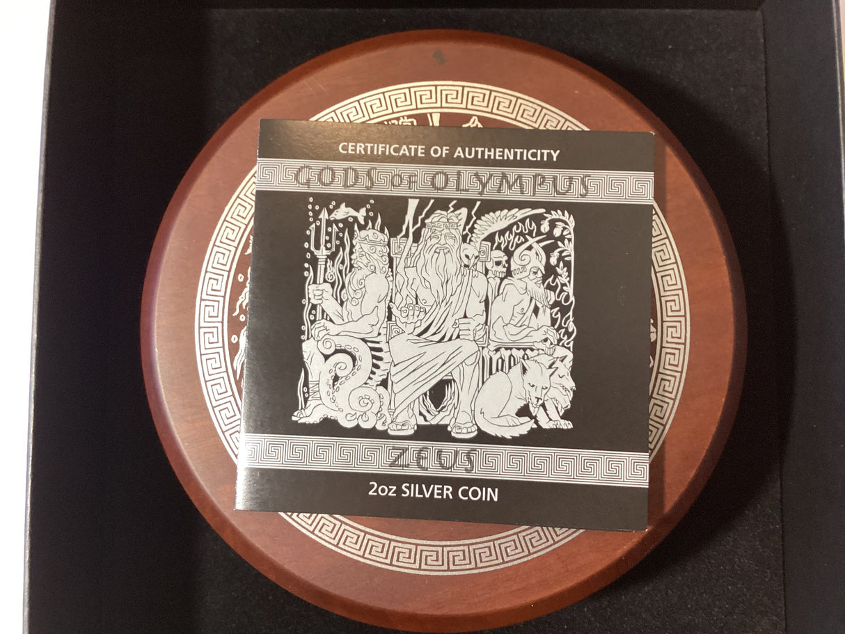 2014 $2 Gods of Olympus. Zeus. 2oz Silver Proof Coin.