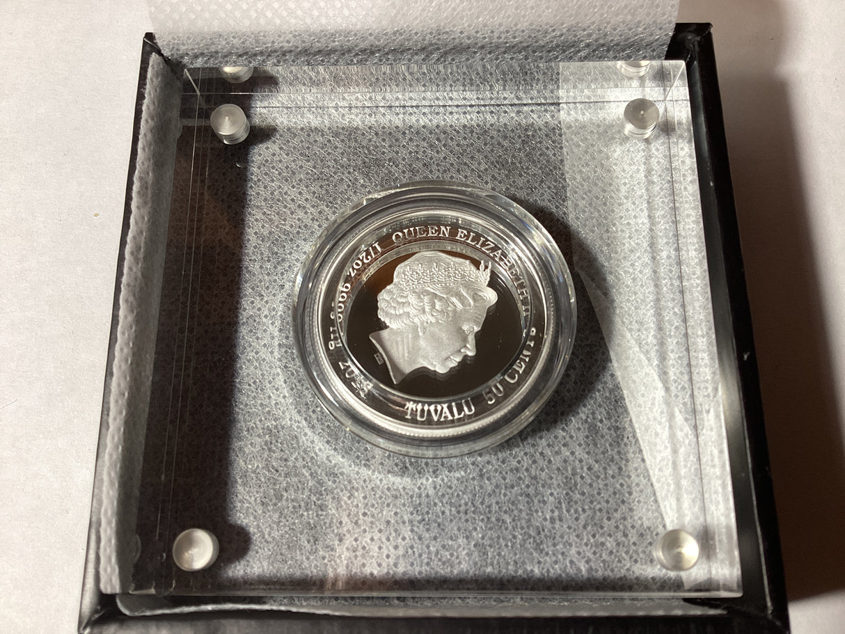 2018 50c 1/2 Ounce Silver Proof Coloured Coin. Looney Tunes. Tasmanian Devil.