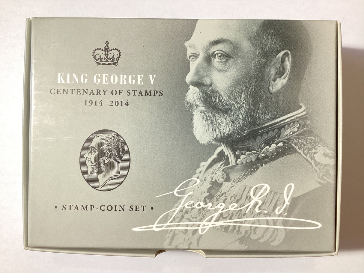 2014 King George V Centenary of Stamps. Stamp and Coin Set.