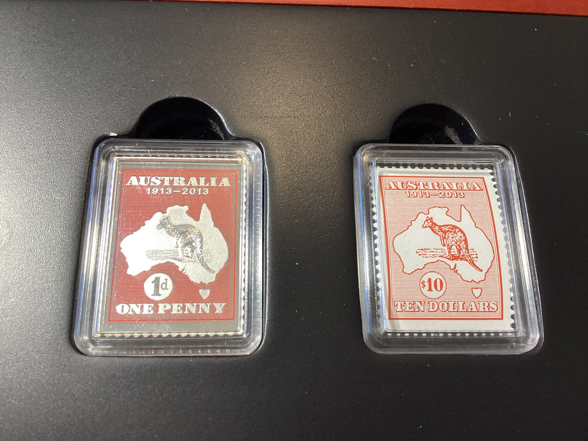 2013 Colonial Heritage. Kangaroo and Map 1913-2013 Stamp and Coin set.