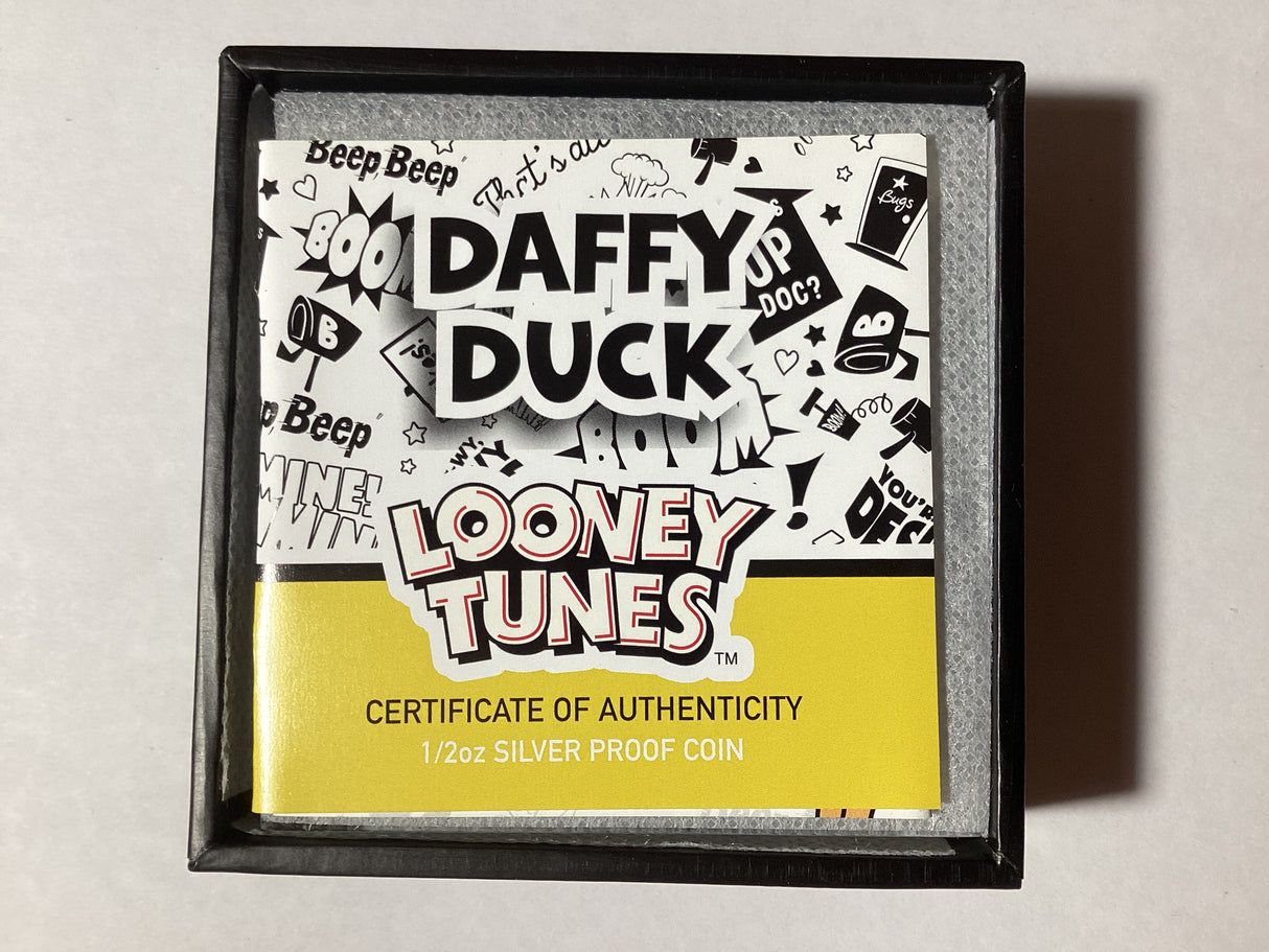2019 50c 1/2 Ounce Silver Proof Coloured Coin. Looney Tunes. Daffy Duck.