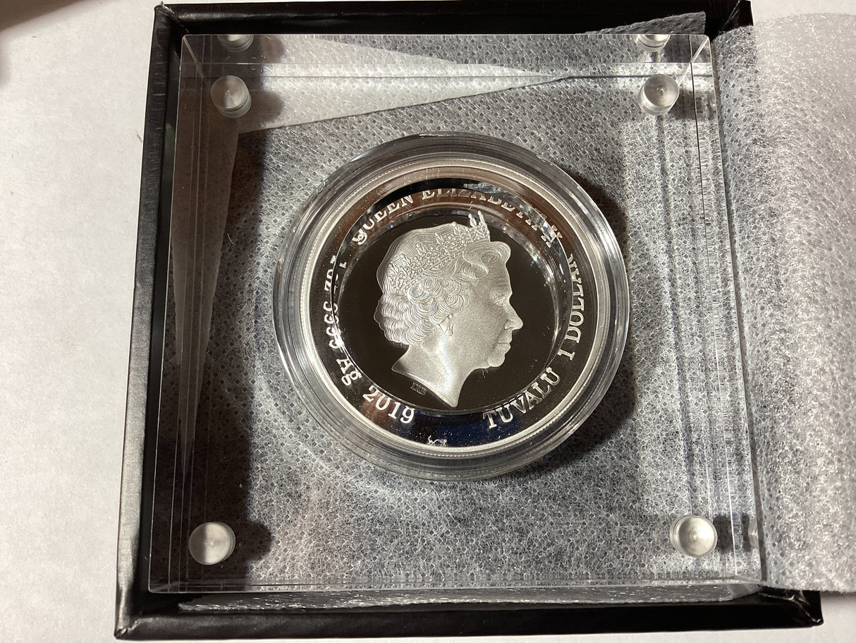2019 $1 1oz Silver Proof Coloured Coin. Looney Tunes. Porky Pig.