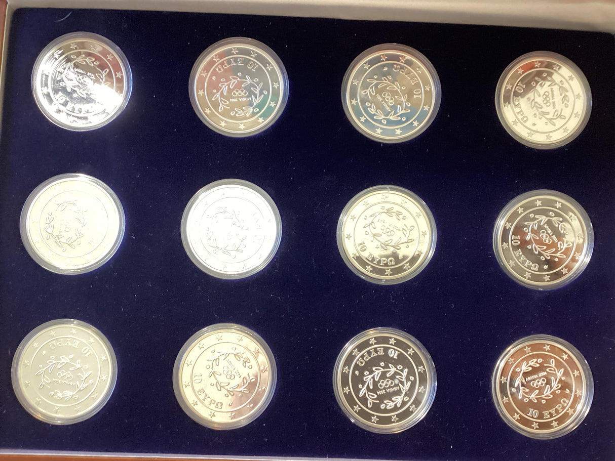 2004 Athens Olympics Games. 12 Coin Sterling Silver Coin Set.