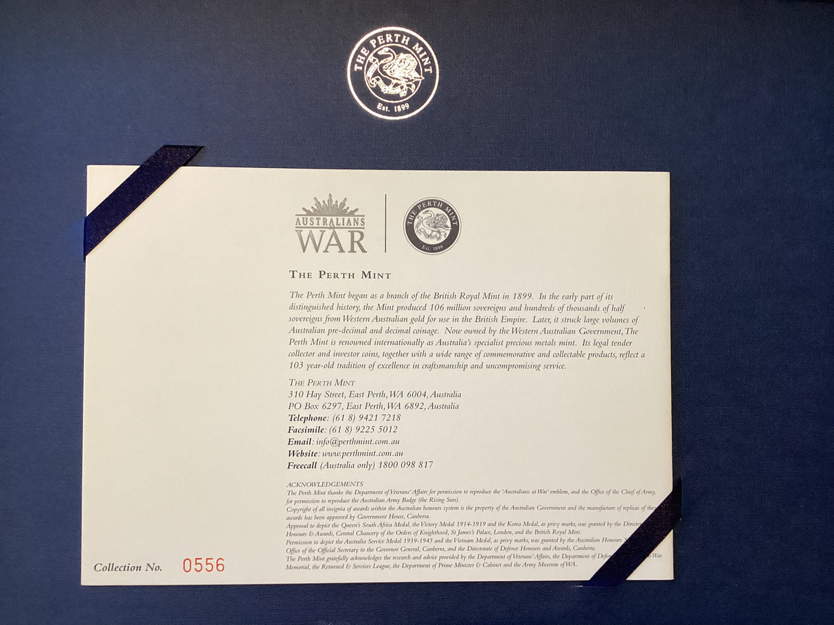 2003. Australians At War. Coin and Medallion Tribute Series Complete Collection. 5 x 2oz Coins and 5 x 1oz Medallions.