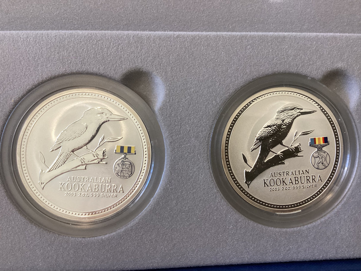2003. Australians At War. Coin and Medallion Tribute Series Complete Collection. 5 x 2oz Coins and 5 x 1oz Medallions.
