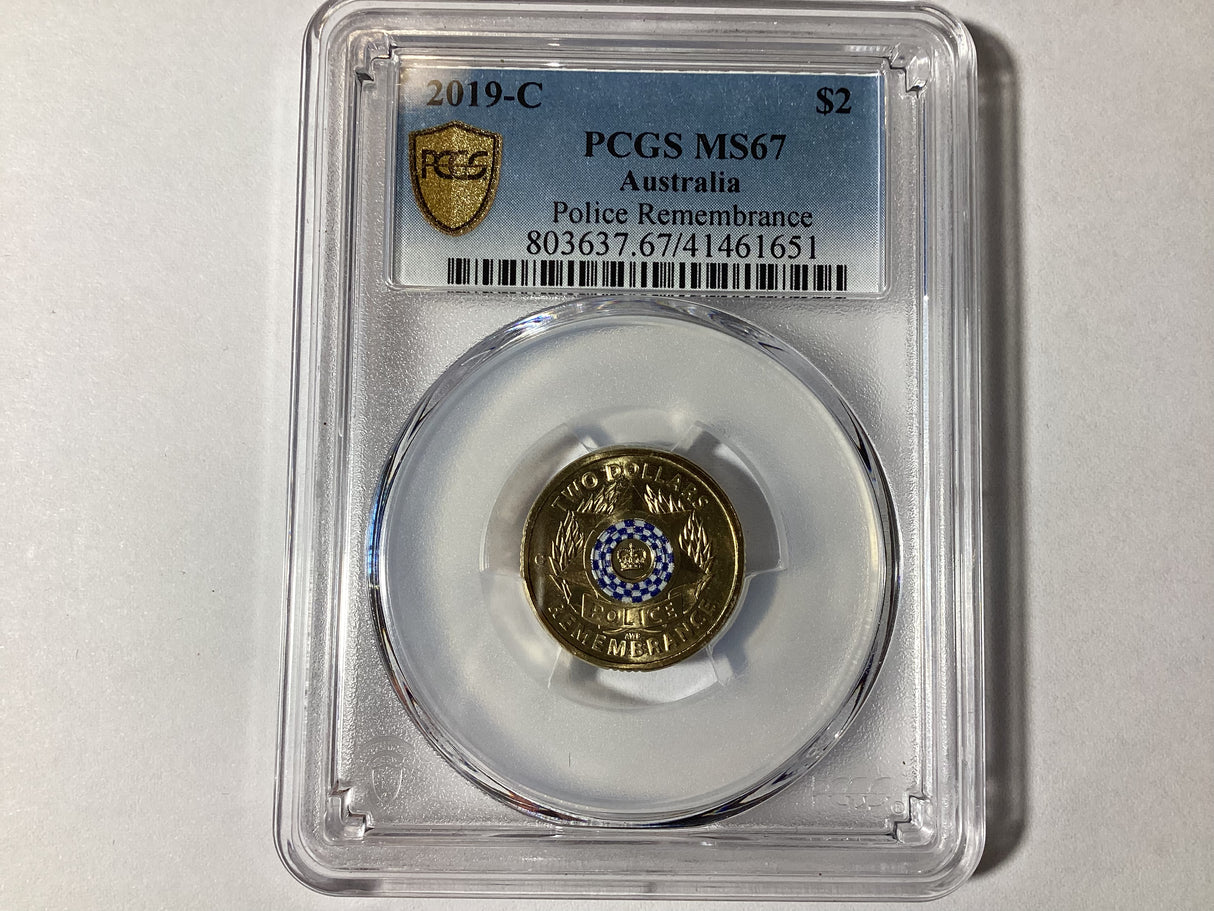 2019 $2 ‘C’ Mintmark. Police Remembrance. MS67.