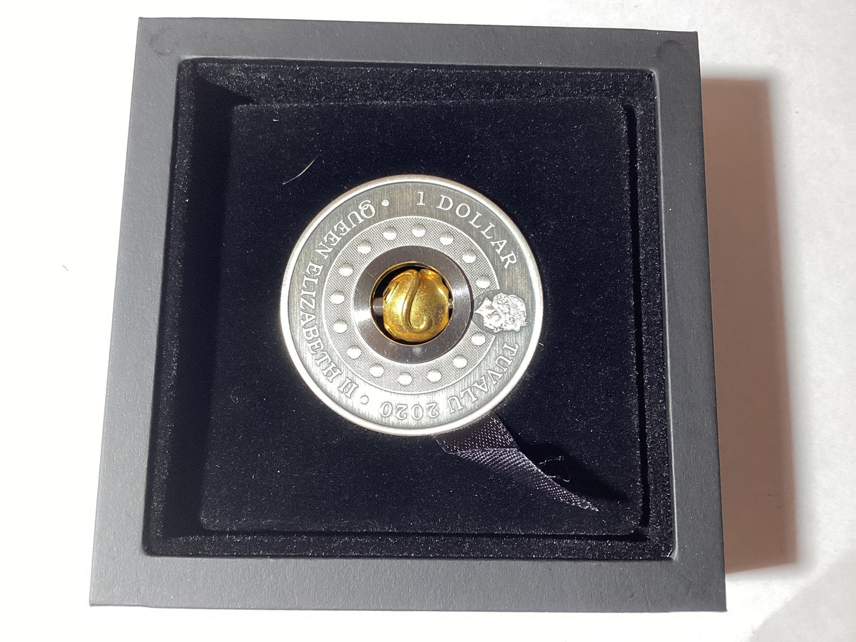 2020 $1 1oz Silver Antiqued Rotating Charm Coin. Year of the Mouse.