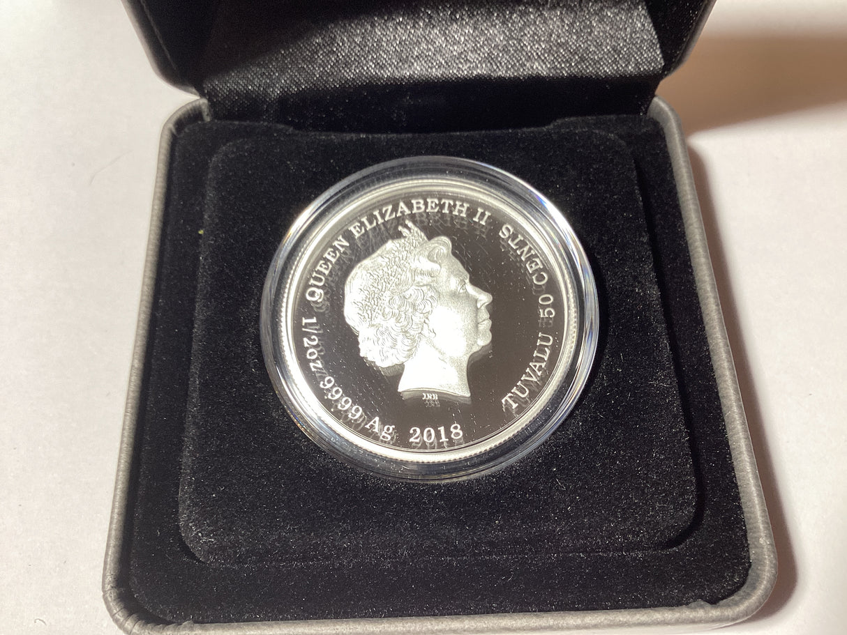 2018 50c 1/2oz Coloured Silver Proof Coin. Puppies Series. Poodle.