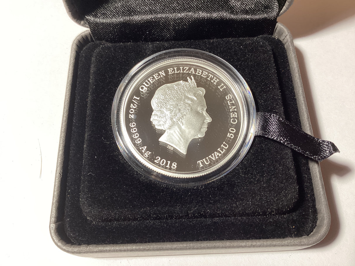 2018 50c 1/2oz Coloured Silver Proof Coin. Puppies Series. Border Collie.