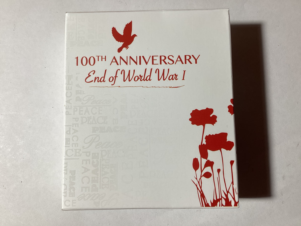 2018 $1 1oz Silver Proof Coloured Coin. 100th Anniversary of the End of World War 1.