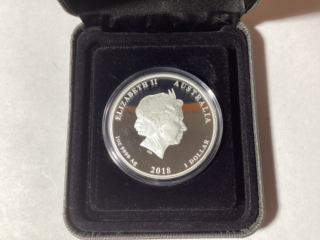 2018 $1 1oz Silver Proof Coloured Coin. 100th Anniversary of the End of World War 1.