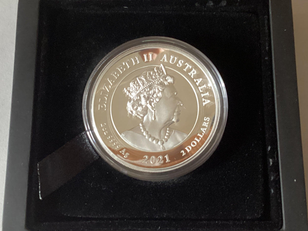 2021 $2 2oz Silver High Relief Dragon Coin. Chinese Myths and Legends.
