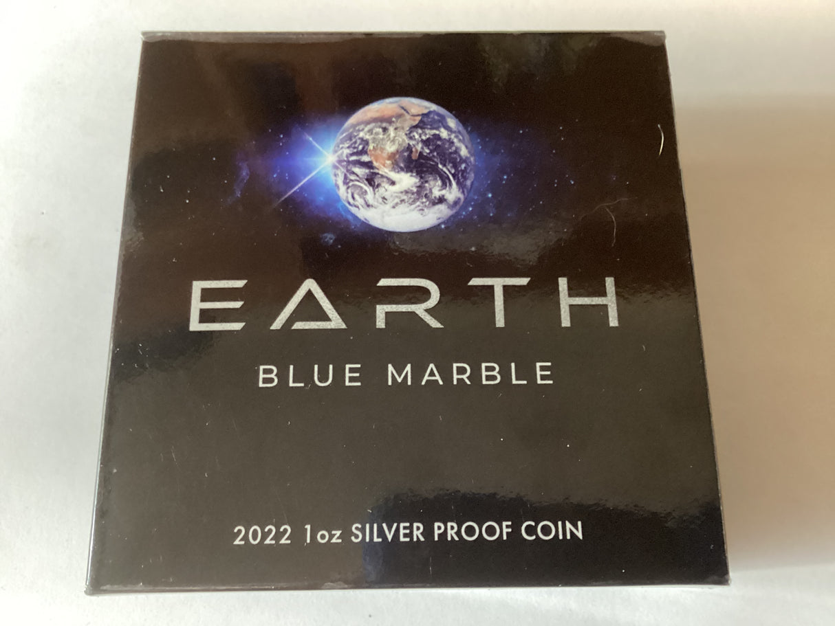 2022 $1 1oz Silver Coloured Proof Coin. Earth Blue Marble.