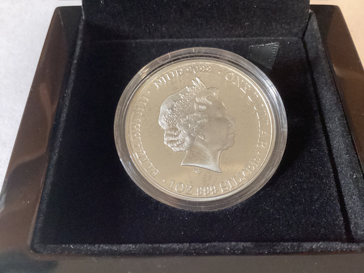 2022 $1 1oz Silver Coloured Proof Coin. Earth Blue Marble.