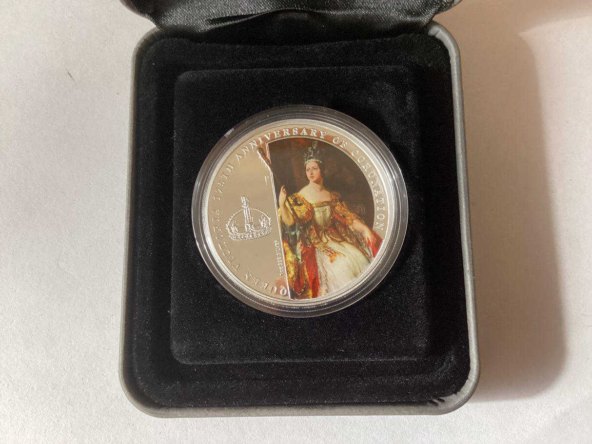 2013 $1 1oz Coloured Silver Proof Coin. 175th Anniversary of the Coronation of Queen Victoria.
