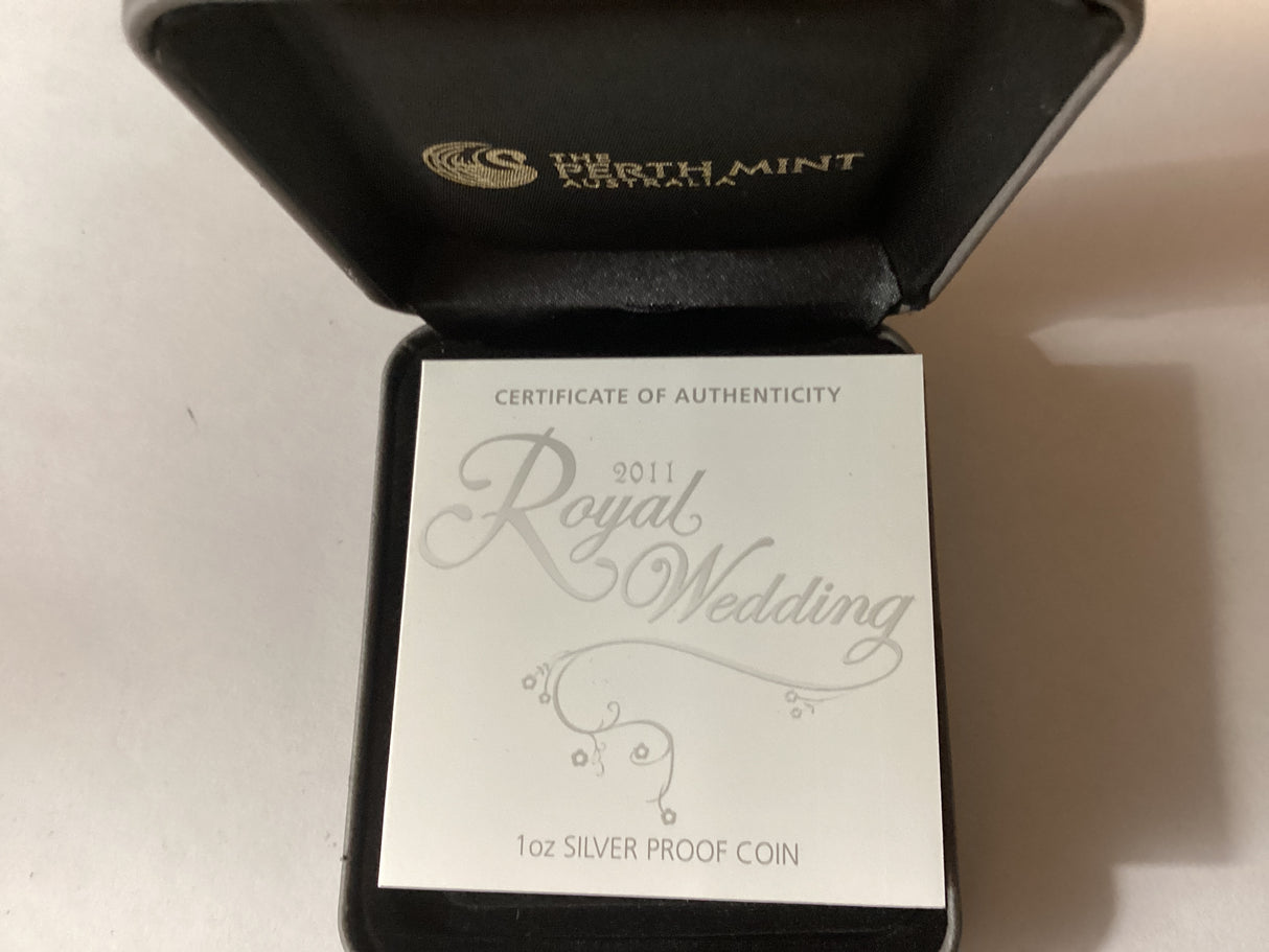 2011 $1 1oz Coloured Silver Proof Coin. Royal Wedding. H.R.H. Prince William and Miss Catherine Middleton.