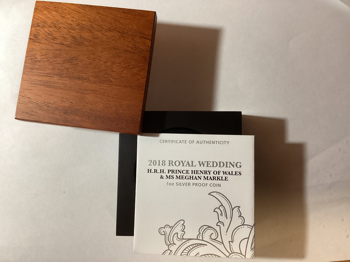 2018 $1 1oz Silver Coloured Proof Coin. Royal Wedding. H.R.H. Prince Harry and Ms Meghan Markle.