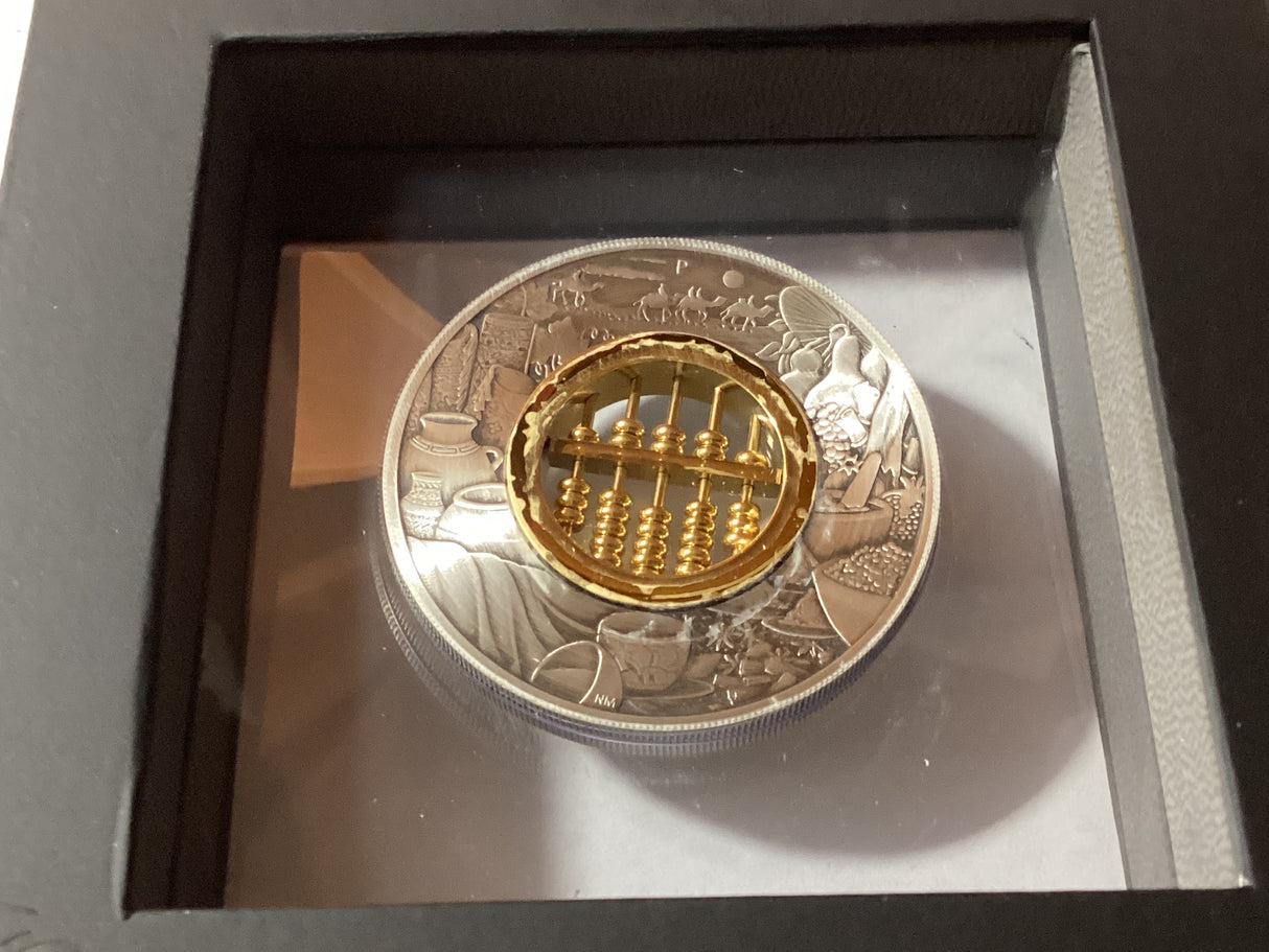 2019 $2 2oz Silver Antiqued Coin. Abacus.