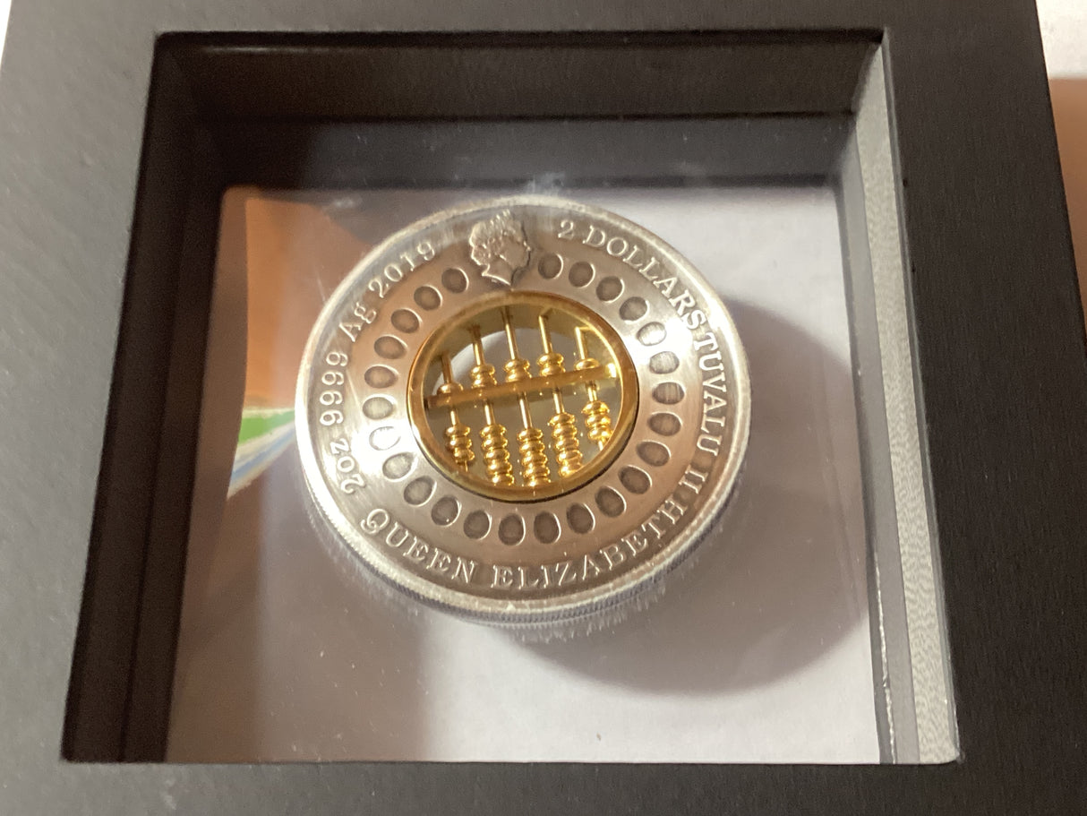 2019 $2 2oz Silver Antiqued Coin. Abacus.